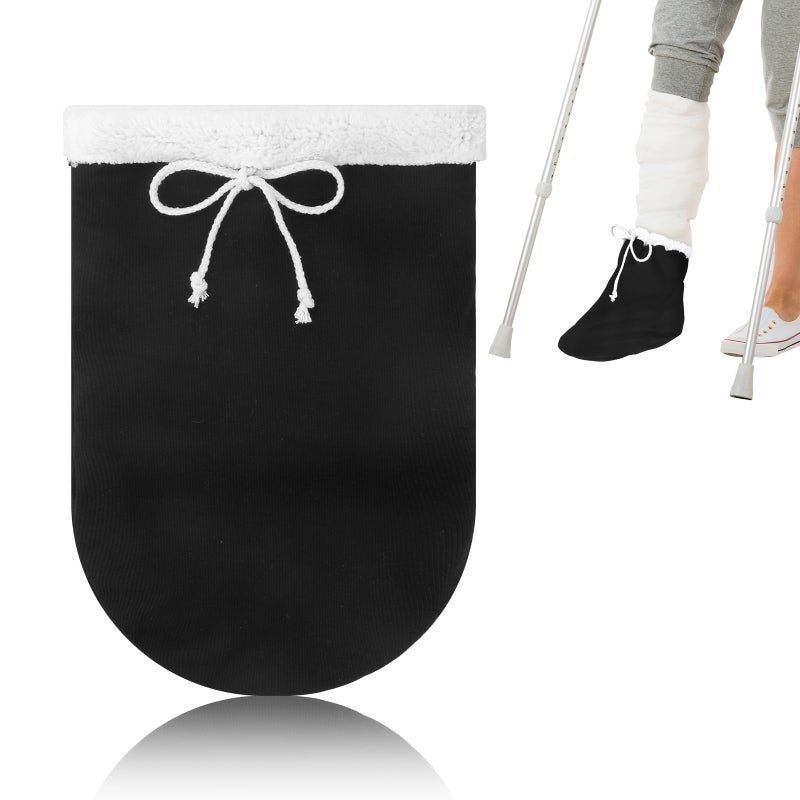 OXDFK Cast Sock Cover for Foot, Cast Cover for Foot, Leg Cast Cover, Adjustable Drawstring Foot Cast Cover for Men and Women(Thick, Black) - Image 1